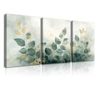 Piy Painting Lienzo De Pared Minimalista, Cuadros Murales Clásicos, Impresión En Lienzo Hoja Verde, Fácil De Colgar Para Salón Despacho Baño Entrada Pasillo, 3 Piezas 30x40cm (90x40 cm)