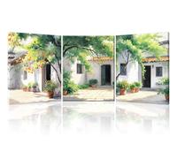 Piy Painting Lienzo Paisaje, Cuadros En Lienzo De Verano, Rústico Arte Mural En Lienzo, Fácil De Colgar Para Salón Baño Entrada Pasillo Cafetería, Marco Interior, Set De 3, 30x40cm (90x40cm)