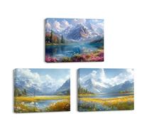 Piy Painting Lienzo Pintura Artística Paisaje, Nieve Montaña Paisaje Quadri Pintura, Cuadros Decorativos Modernos Para Sala De Estar Baño Entrada Sala De Yoga, 3x30x40cm, Fácil De Colgar