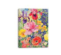 Piy Painting Lienzos Decorativos flores coloridas, Cuadro en lienzo florales, Impresión en lienzo de Flores Cuadro Decoracion Moderno para Cocina Estudiar Entrada 30x40 cm, Marco Interior de Madera