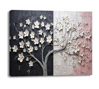 Piy Painting Motivo Floral Abstracto Cuadros Decorativos Modernos Salon Negro, Blanco y Rosa Impresiones De Lienzo Laminas Pare Pared Posters Dormitorios Quadros Decoração Pasillo Oficina 30×40cm