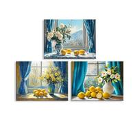 Piy Painting Pintura Mural De Paisajes, Cuadros En Lienzo Limón, La Vista Desde La Ventana, Arte Mural En Lienzo Para Dormitorio Cafetería Pisos Bares Banquetes Estudio De Yoga, 3x30x40/90x40 cm