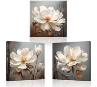 PIY PAINTING Pintura Sobre Lienzo, Impresión En Lienzo Flor Blanca, Cuadros Decorativos Románticos, Grande Arte Mural En Lienzo Para Dormitorio Salón Despacho Vestíbulo Cafetería, 3x58x58 cm/174x58 cm