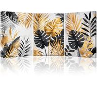 Piy Painting Planta Lienzo Arte Pared, Negro y Oro Hojas Lienzo Imagen, Grandes Cuadros, Impresiones Murales Para Sala De Estar, Entrada, Escalera, Natural Arte Mural Con Marco Interior, 3x 58x40 cm
