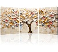 Piy Painting Set De 3 Pintura Lienzo Decoración Moderna Flores Blancas y Amarillas Cuadros Decoracion Salon Árboles en flor Impresiones Sobre Lienzo Con Marco Quadros Decoração Dormitorios 57x40cm