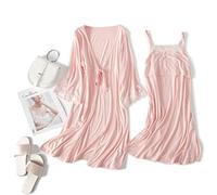 PIYAX Mujer Embarazada Ropa de Dormir Lactancia Embarazo Pijamas Sling camisón de Lactancia Maternidad Vestido de Trabajo + Bata de Parto