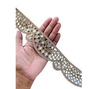 PIYUCRAFTS Borde de espejo festoneado dorado de 2 pulgadas de ancho, borde de encaje Zari de diseñador para sari, vestidos, dupattas, cortinas y manualidades. Disponible en 1, 3, 6 yardas (1)