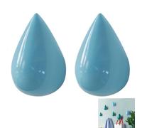 PIYYQNY Colgador 2 Piezas Perchero De Pared Con Gota De Agua Gancho Decorativo De Pared Para Colgar Ropa Toallas Mochilas Correas Para Perros(Azul Claro 80mm)