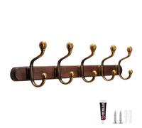PIYYQNY Colgador Perchero De Pared De Nogal Perchero De Pared Con Estante Con 5 Ganchos De Metal Colgador De Pared De Madera Maciza Vintage Para Detrás De Puertas Gabinetes Dormitorios Cocinas(499mm)