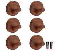 PIYYQNY Ganchos 6 Piezas Ganchos De Pared De Madera Autoadhesivos Ganchos De Madera De Nogal Vintage Ganchos Para Decoración De Paredes Adecuados Para Cocina Puerta Baño Pasillo(55mm)