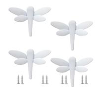 PIYYQNY Ganchos De Pared 4 Piezas Gancho Decorativo Con Forma De Mariposa Perchero De Pared De Aleación De Zinc Adecuado Para Detrás De La Puerta Armario Gancho De Cocina Para(Blanco 60 * 79mm)