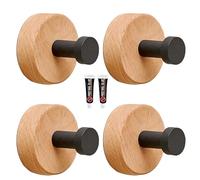 PIYYQNY Perchas Pared 4 Piezas Gancho Para Puerta De Madera De Haya Perchero De Madera Maciza Negra Con Estante Gancho De Pared Para Colgar Adecuado Para Baño Toallero Dormitorio(50mm)