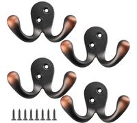 PIYYQNY Perchero Puerta 4 Piezas Perchero Retro Gancho Doble De Metal Perchero De Pared Gancho Para Puerta Adecuado Para Dormitorio Armario Cocina Pasillo Pasillo(74 * 51mm)