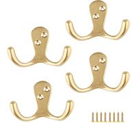 PIYYQNY Perchero Puerta Perchero De Latón Cobre Puro Vintage Duradero Gancho Para Bata Montado En La Pared Para Llaves Toallas Bolsos Tazas Sombreros(4 Piezas)