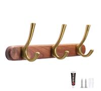 PIYYQNY Perchero Puerta Perchero De Nogal Perchero De Pared Con Estante Con 3 Ganchos De Metal Perchero De Pared De Madera Maciza Vintage Para Detrás De Puertas Armarios Dormitorios Cocinas(293mm)