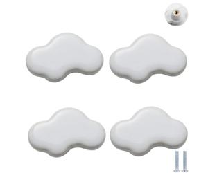 PIYYQNY Pomos Armario 4 Piezas Tiradores De Cerámica Para Habitación Infantil Pomos De Cajón Con Dibujos Animados Para Armarios Gabinetes Cajones De Tocador(Blanco Nube 49mm)