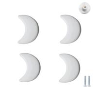 PIYYQNY Pomos Y Tiradores 4 Piezas Tiradores De Cerámica Para Habitación Infantil Pomos De Cajón Con Dibujos Animados Para Armarios Gabinetes Cajones De Tocador(Blanco Luna 60mm)