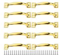 PIYYQNY Tiradores Armario 10 Piezas Manijas De Cajón Vintage Con Forma De Lazo Tiradores De Puerta De Madera Antigua Aptos Para Cajones De Tocador Mesitas De Noche Muebles(Dorados 4 Pulgadas)