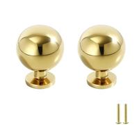 PIYYQNY Tiradores Armario 2 Piezas Manijas De Gabinete De Latón Macizo Manijas De Cajón De Oro Brillante Para Guardarropas De Dormitorio Decoración Del Hogar(Diámetro De 28mm)