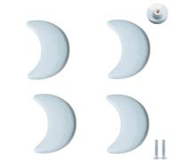 PIYYQNY Tiradores Armario 4 Piezas Tiradores De Cerámica Para Habitación Infantil Pomos De Cajón Con Dibujos Animados Para Armarios Gabinetes Cajones De Tocador(Azul Luna 60mm)