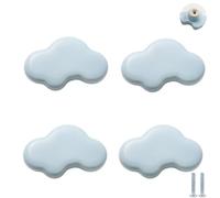 PIYYQNY Tiradores De Muebles 4 Piezas Tiradores De Cerámica Para Habitación Infantil Pomos De Cajón Con Dibujos Animados Para Armarios Gabinetes Cajones De Tocador(Azul Nube 49mm)