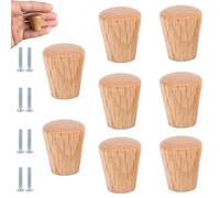 PIYYQNY Tiradores Muebles 8 Piezas Tiradores De Madera Para Gabinetes Pomos Cónicos De Madera Para Cajones Con Tornillos Para Gabinetes Guardarropas Y Cajones De Tocador(Roble 24 * 28mm)