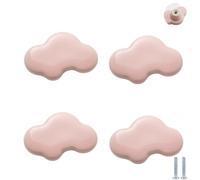 PIYYQNY Tiradores Para Muebles 4 Piezas Tiradores De Cerámica Para Habitación Infantil Pomos De Cajón Con Dibujos Animados Para Armarios Gabinetes Cajones De Tocador(Rosa Nube 49mm)