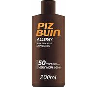 PIZ BUIN Allergy Sun Sensitive Skin Lotion FPS 50 (200 ml), protector solar corporal con FP50, protección solar muy alta para pieles sensibles, loción corporal con filtros UVA/UVB