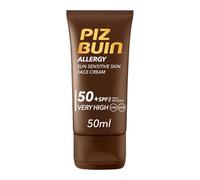 Piz Buin Crema Solar Facial SPF 50, Protección Alta, Hidratante 50 ml | Filtros UVA/UVB, Resistente al Cloro, Agua Salada y Sudor, Absorción Rápida, Sin Manchas Blancas, Todo Tipo de Piel