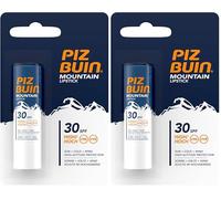 Piz Buin Mountain Lipstick 30 SPF (1 x 4,9 g), bálsamo labial con manteca de cacao, protector labial con filtros solares UVA/UVB, protector solar de labios para montaña (Paquete de 2)