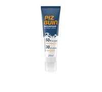 Piz Buin Mountain Sun Cream 50 SPF + Lipstick 30 SPF (20 ml), producto 2 en 1 con protección solar para deportes de alta montaña, protector solar facial 50 y protector labial 30