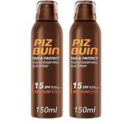 PIZ BUIN Protector Solar Aceite en Spray SPF15, Tan & Protect Acelerador de Bronceado de Protección Media, con Protección UVA/UVB, 150 ml (Paquete de 2)