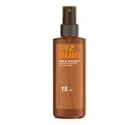 PIZ BUIN Protector Solar Líquido en Spray SPF15, Tan & Protect Acelerador del Bronceado Corporal y Facial, No comedogénico, para todos los tipos de piel, con Vitamina E y Protección UVA/UVB, 150 ml