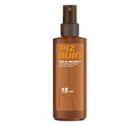 PIZ BUIN Protector Solar Líquido en Spray SPF15, Tan & Protect Acelerador del Bronceado Corporal y Facial, No comedogénico, para todos los tipos de piel, con Vitamina E y Protección UVA/UVB, 150 ml