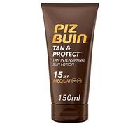 PIZ BUIN Protector Solar en Loción SPF15, Tan & Protect Intensificador de Bronceado de Protección Media, con Protección UVA/UVB, de Rápida absorción, 150 ml