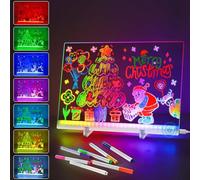 Pizarra acrílica de borrado en seco con luz de 7 colores, tablero de notas LED táctil de 13.7 x 10 pulgadas con 4 modos y 7 marcadores, tablero de mensajes iluminado, tablero de notas de escritorio