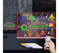 Pizarra acrílica de borrado en seco Laysinly con soporte de escritorio, 30 x 20 CM, pizarra LED de 7 colores para notas de escritorio, alimentada por USB, mando a distancia, bolígrafo de 7 colores