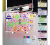 Pizarra acrílica de borrado en seco Laysinly Light up, 30 x 20 CM 7 Color Change Glow LED Pizarra para notas, rotulador de 8 colores, alimentación USB, mando a distancia (L)