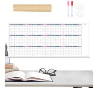 Pizarra blanca con planificador semanal, 100 x 42 cm, borrado en seco, calendario de pared grande, bolígrafo borrable, planificador de 12 meses, organizador de oficina de cocina