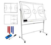 Pizarra blanca con ruedas de doble cara con marcador y borrador, soporte retráctil para planificación de estrategia táctica, para fútbol, baloncesto y fútbol