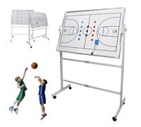 Pizarra blanca con ruedas de doble cara, portapapeles de fútbol y baloncesto para entrenadores, incluye marcador y borrador, para grabar estrategias tácticas