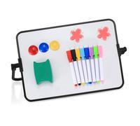 Pizarra Blanca Con Soporte, Tamaño A3 Pizarras Blancas de Doble Cara, con Rotuladores de Borrado en Seco, Borrador, Imanes para Escuela Hogar Oficina Dibujo Escritura, 30x42 cm