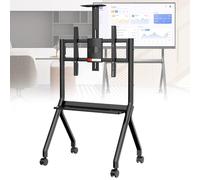 Pizarra blanca inteligente portátil en carrito rodante con bloqueo, altura ajustable, diseño resistente para una fácil movilidad, perfecta para oficina, aula y presentaciones, color negro FD580