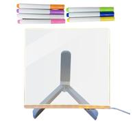 Pizarra blanca LED - Luces LED para pizarra blanca, placa de acrílico transparente brillante con 7 marcadores y soporte | Tablero de mensajes para el hogar, restaurantes, tiendas minoristas, compras