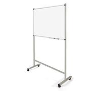 Pizarra Blanca Magnética 120x90 cm con Soporte Móvil | Caballete Regulable con Ruedas | Incluye una Pizarra + un Soporte | Indicada para Uso Intenso | Fabricado en España