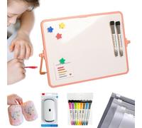 Pizarra blanca magnética A3 30x40 cm doble cara con soporte y 8 rotuladores kit completo para niños y oficina bolsa EVA portátil anti-manchas,Superficie anti-fantasma,Imanes,Marco ABS duradero,Cepillo