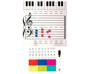 Pizarra blanca magnética con pentagrama musical - Pizarra de borrado en seco de doble cara para notas | Suministros para profesores con marcador | Lecciones de música Lectura Escritura Personal para c