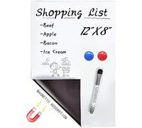 Pizarra blanca magnética de borrado en seco para nevera, tablero de recordatorios de tamaño A4, tablero planificador o pizarra blanca, 2 imanes + 1 bolígrafo de pizarra blanca