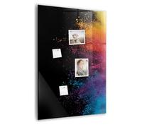 Pizarra blanca magnética de vidrio | Incluye imanes fuertes neodimio, rotulador y borrador | Superficie templada resistente al uso intensivo - 70x100 - Polvo colorido