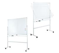 Pizarra blanca magnética móvil - Pizarra blanca rodante de doble cara 126 x 90 cm - Pizarra grande reversible de borrado en seco, caballete de pie con ruedas con soporte